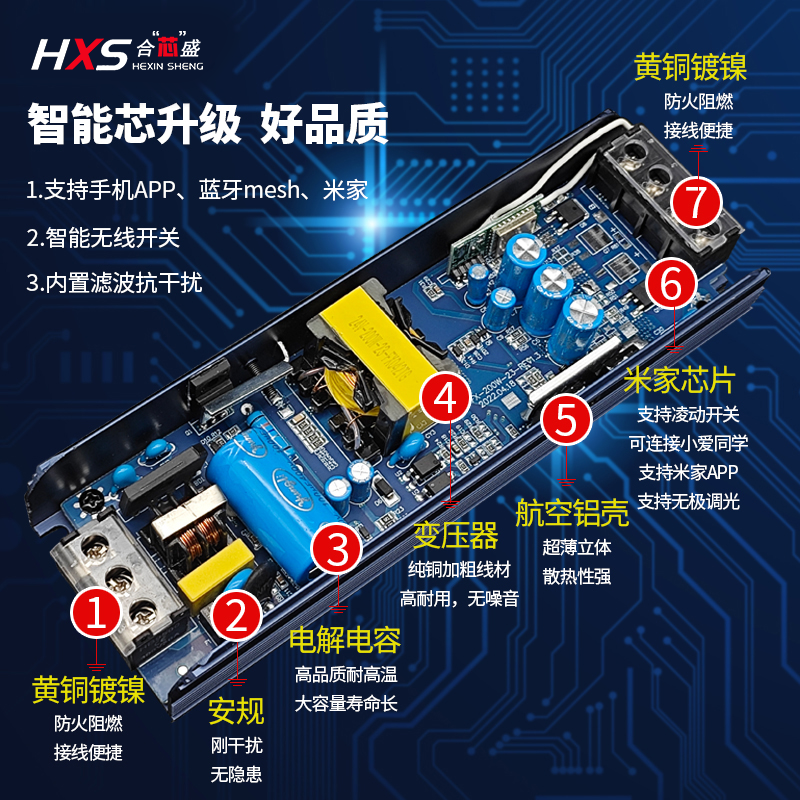 米家一体智能变压器蓝牙Mesh低压24V带凌动小爱同学线型灯控制器