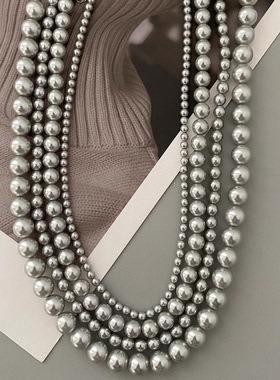 女锁骨链珍珠项链inss925纯银