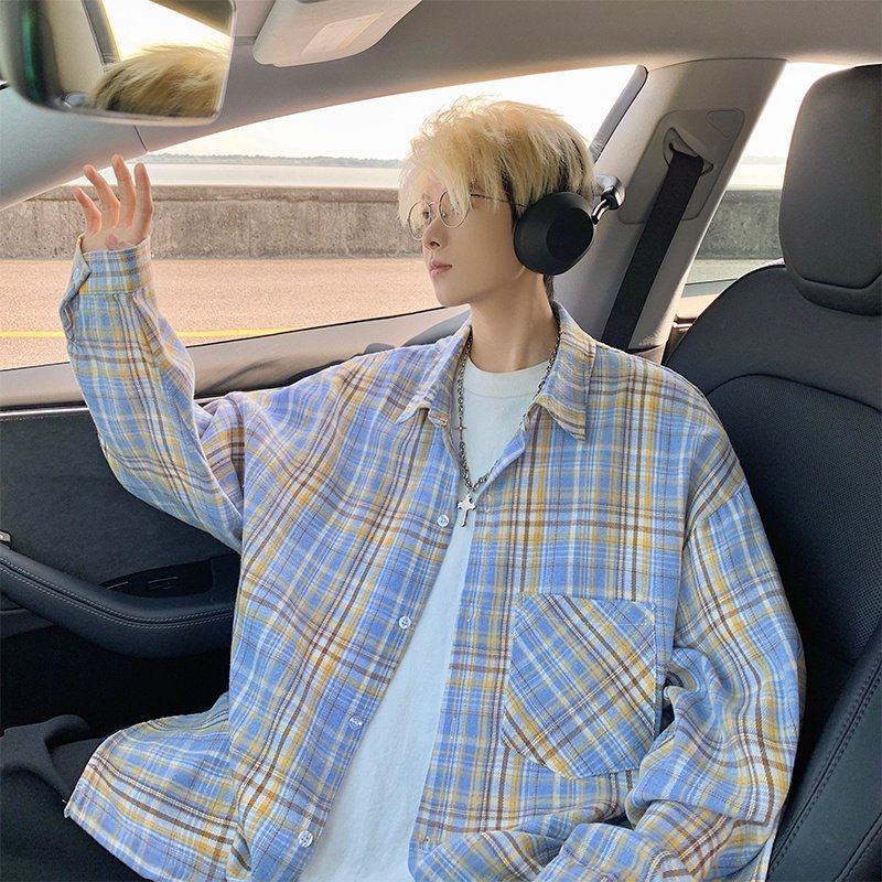 衬衫男2025夏季新款格子长袖衬衣外套宽松休闲百搭潮流上衣情侣,淘宝优惠券,粉丝福利购,淘宝优惠卷