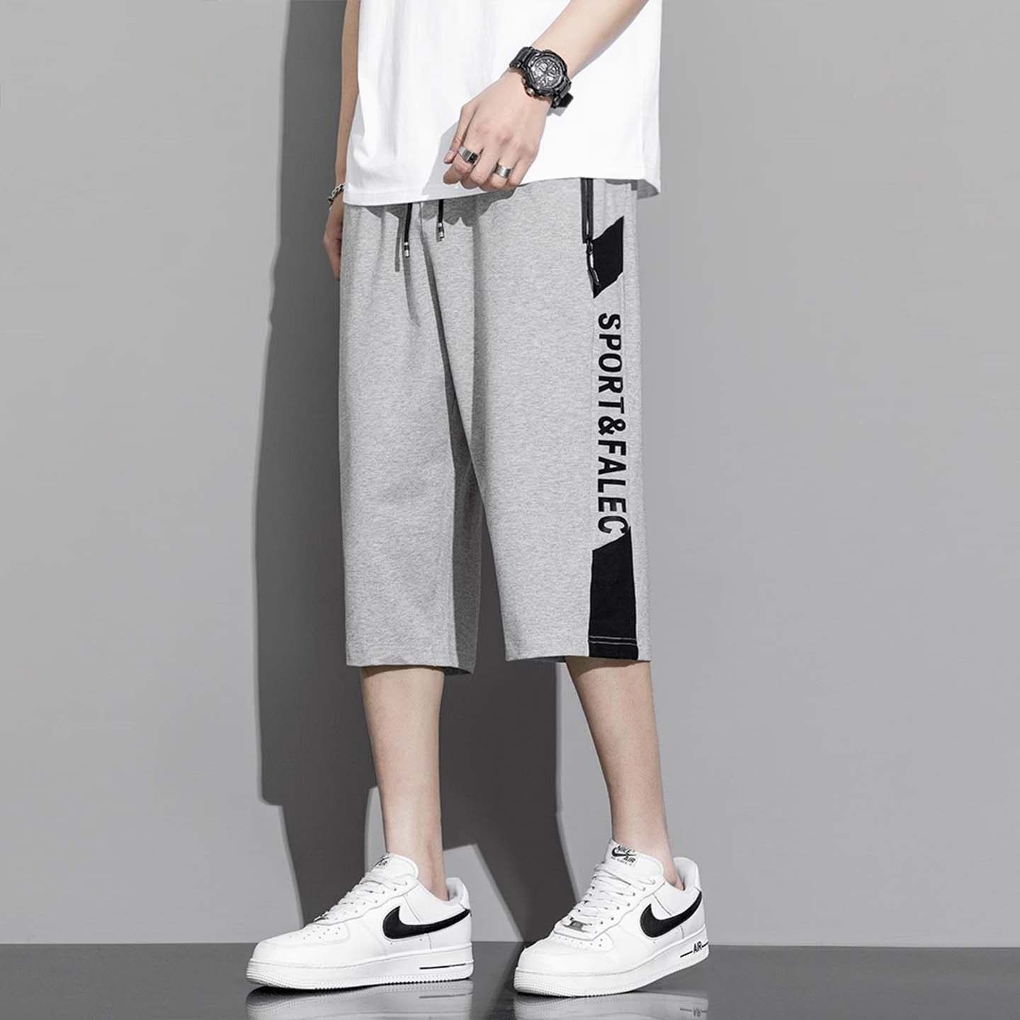 纯棉七分裤男夏季薄款宽松休闲运动中裤男士胖子加肥加大大码男装,淘宝优惠券,粉丝福利购,淘宝优惠卷