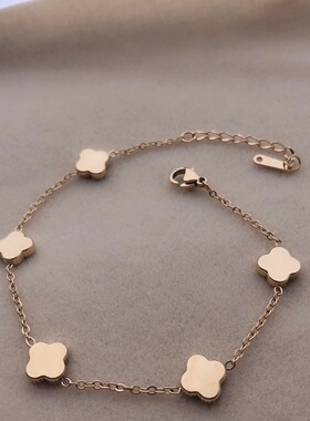 幸运四月草玫瑰金色手链子包邮