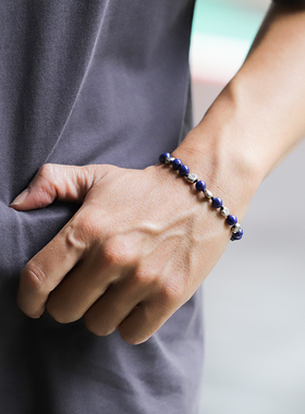 法老王青金石金属珠子手环手链