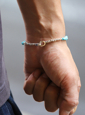 睡美人绿松石不规则拼图钩扣手环