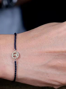 925银马蹄形扣黄铜佛球手链