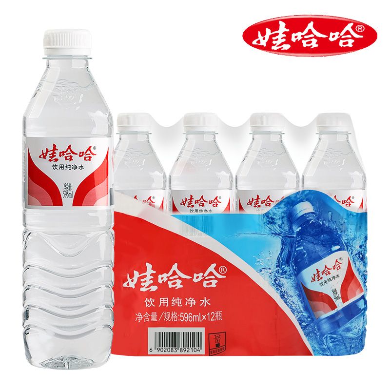 【娃哈哈官方】饮用纯净水596ml*12瓶晶钻瓶纯净水24瓶整箱哇哈哈 - 图0