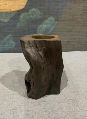 乌木千年阴沉实木君子筒茶道配件