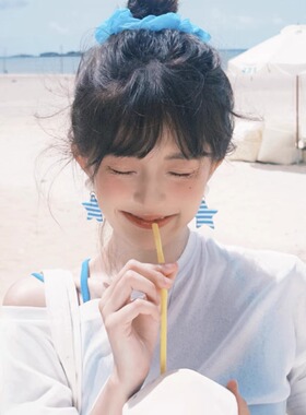 夏日条纹蓝色星星耳环