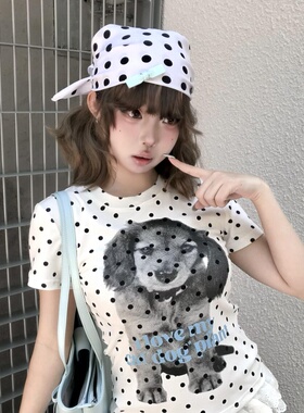 韩系白色波点绑发丝巾