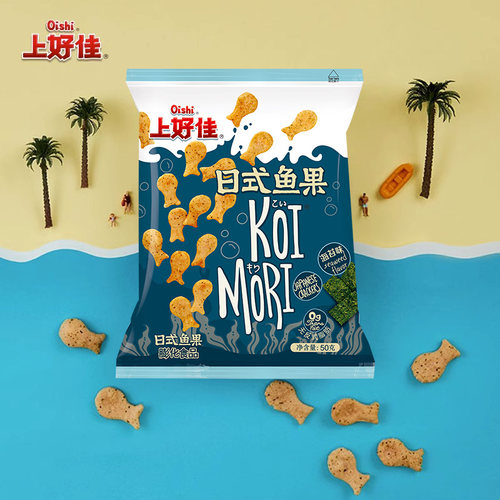 上好佳官方旗舰 日式鱼果海苔味 甜辣味50g/包共12包休闲零食囤货 - 图0