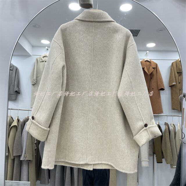 Mid-length large size loose woolen coat Korean style