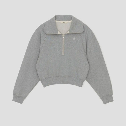 国内现货正品RECTO刺绣logo春季宽松通勤长袖短款灰色立领卫衣 - 图3