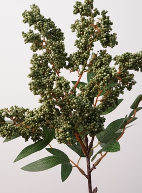 仿真 紫珠果单枝 果枝条带叶装饰花艺摆件家居客厅桌面仿真花假花