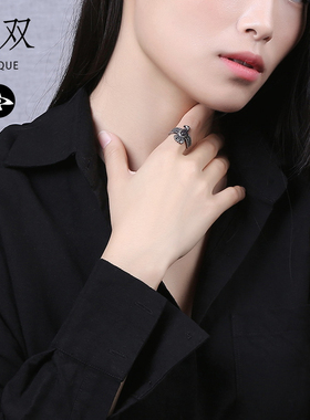 旅行镶嵌月光石复古镂空戒指包邮