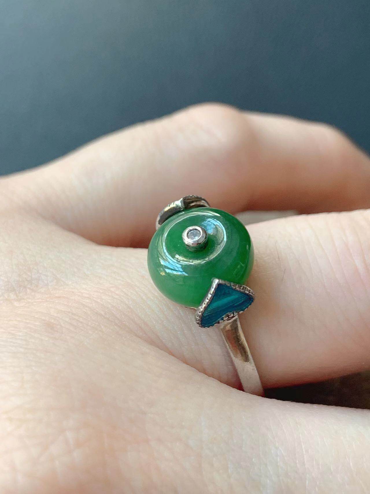 Natural Hetian jade jasper ring for women s925 silver inlaid safety buckle live ring ring adjustable ring for girlfriend