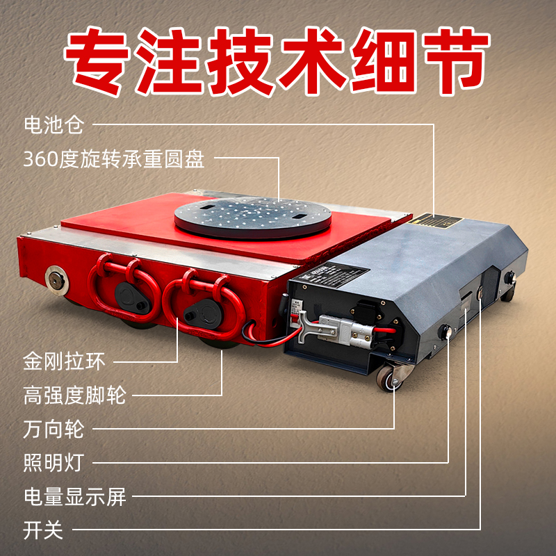 搬运坦克车电动重型万向轮旋转直行地牛小坦克钢胶轮重物搬运神器 - 图2
