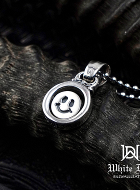 笑脸反战翻转纯银吊坠