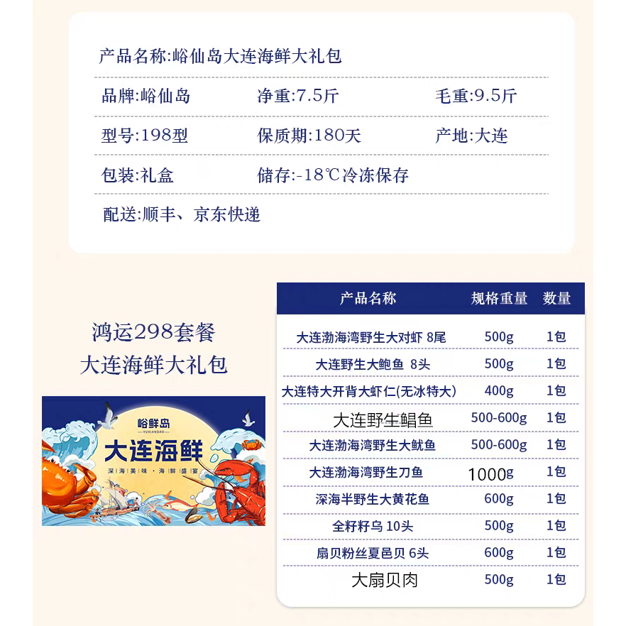 海鲜大礼包年货海鲜年夜饭海鲜高端海鲜水产礼盒套装大连海鲜礼盒,淘宝优惠券,粉丝福利购,淘宝优惠卷