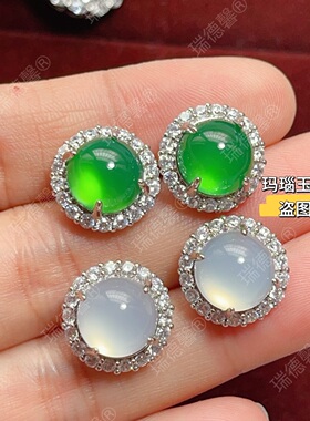 天然玉髓耳钉新中式高级感