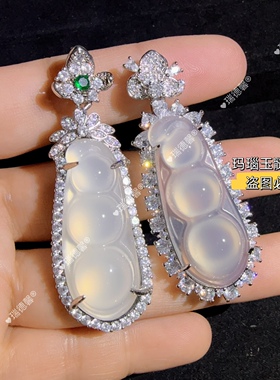 天然冰种福豆吊坠新中式项链