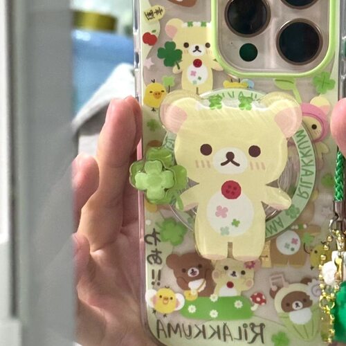 春季新品四叶草熊磁吸适用mate70华为p40/nova13/12/11/10se/nova9857SE手机壳P60旋转支架P50畅享70S/P30pro - 图0