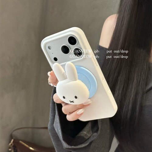 硅胶米菲兔磁吸支架适用A5/OPPO Reno14/13/12/11F/159手机壳Find X9/X8ultra/A98软壳A6pro/K13/A2/A58/A57 - 图0