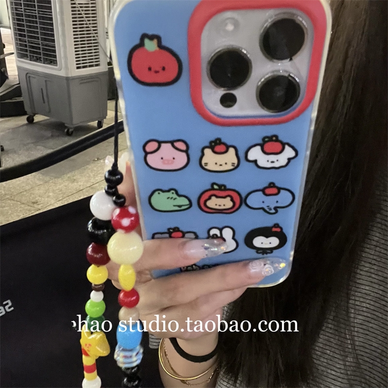 红蓝大象支架适用vivo y200i/X90/S12/X70/x80/X100手机壳X30/S17t带链条y77/S18e/V30可爱Y36i/S19PRO软y53S - 图2