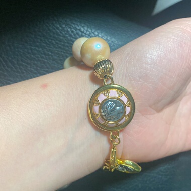 向卉意大利中古定制天然海水双面古币珍珠手链