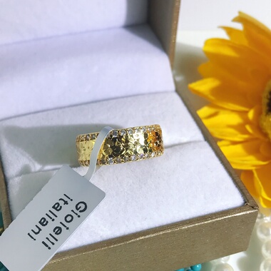 向卉意大利中古合金锤纹碎碎冰戒指