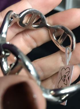 向卉中古意大利库存回流猪鼻子欧洲老银925银手镯