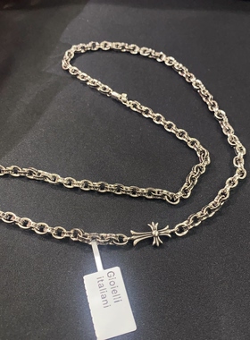 向卉意大利中古925银克宝剑十字花复古情侣粗手链