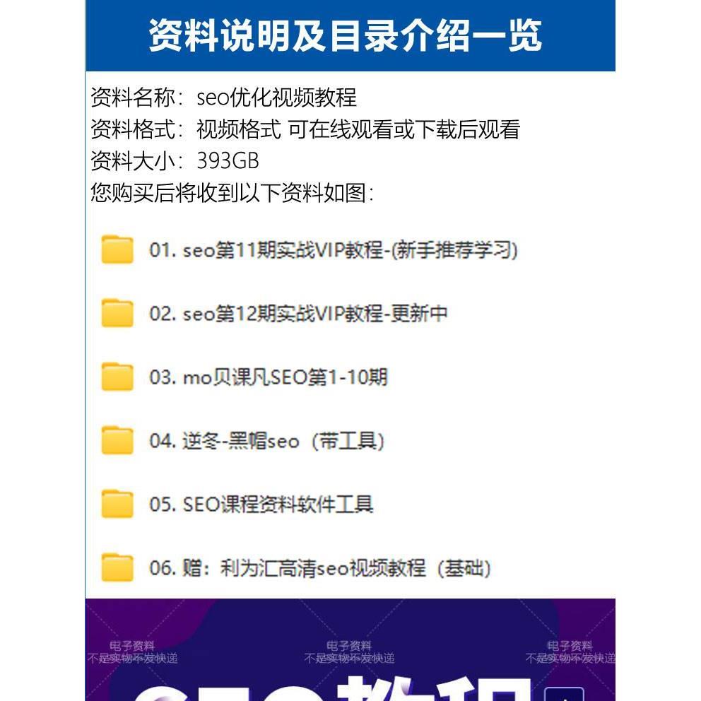 seo优化视频教程SEO实战推广搜索引擎关键词收录黑帽白帽全套课程 - 图0