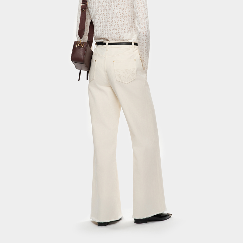 PINKO女士米白色全棉空气层修身牛仔裤长款裤子PAF25335803,淘宝优惠券,粉丝福利购,淘宝优惠卷