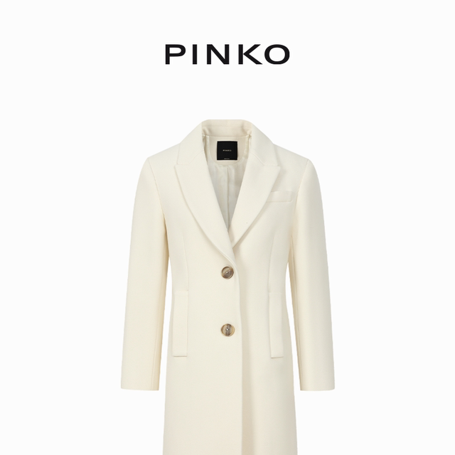 PINKO女士中长款白色西装大衣101935A13X