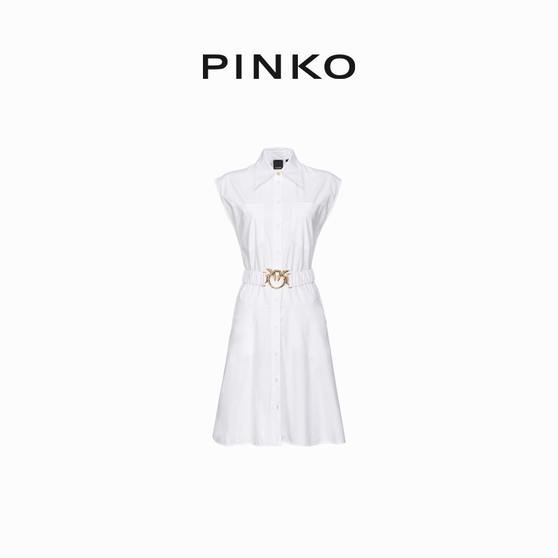 【春夏新品】PINKO2024女士腰带飞鸟标衬衫连衣裙103111A1P4