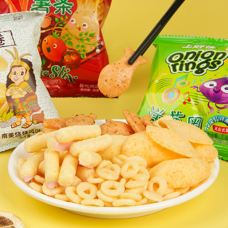 上好佳薯条薯片零食大礼包鲜虾片儿童解馋休闲食品零食新年小吃