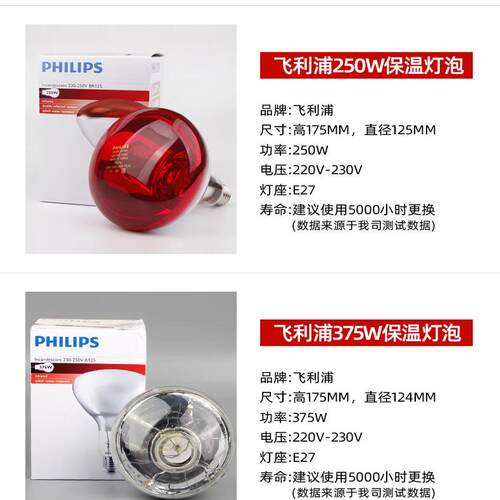 飞利浦高校实验加热化验室科研红外线灯泡耐热能量测试烘干燥烤灯 - 图2