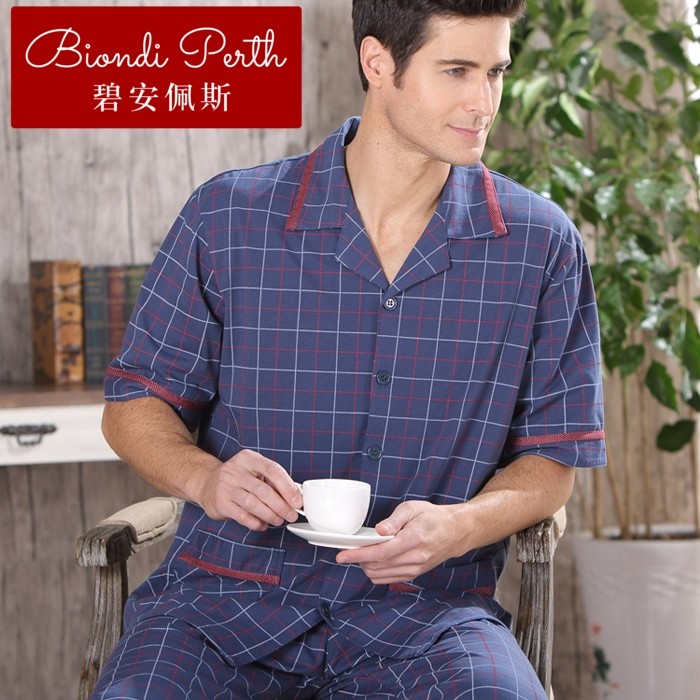 碧安佩斯男士夏季棉短袖长裤家睡衣 碧安佩斯睡衣/家居服套装