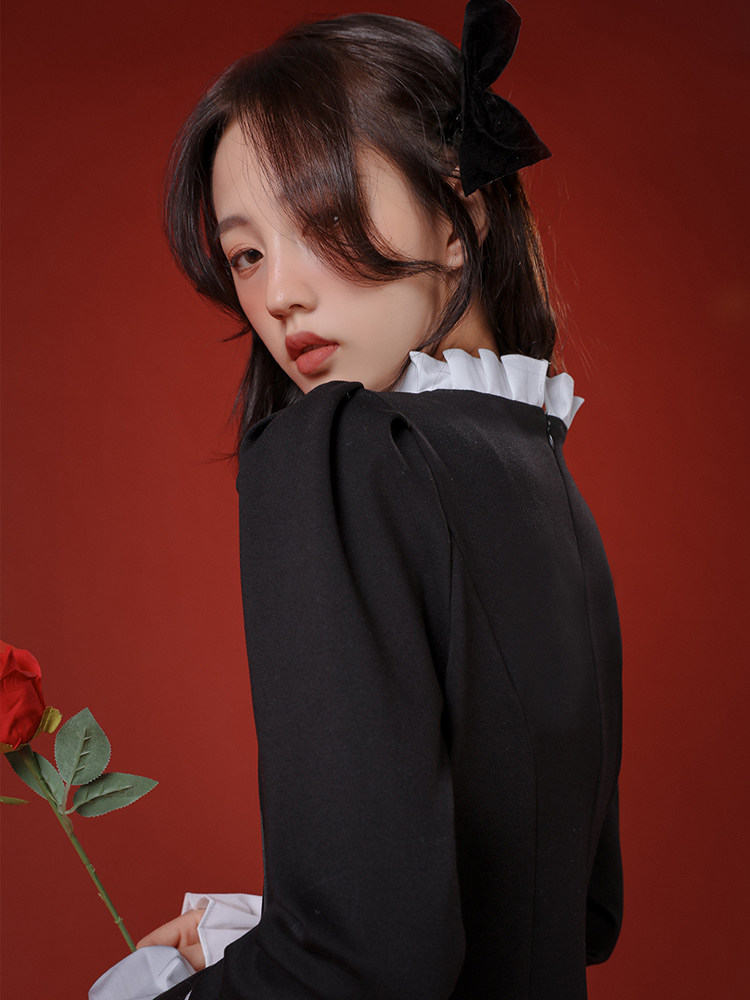 小个子复古小黑裙2021秋冬连衣裙 3idolimited连衣裙