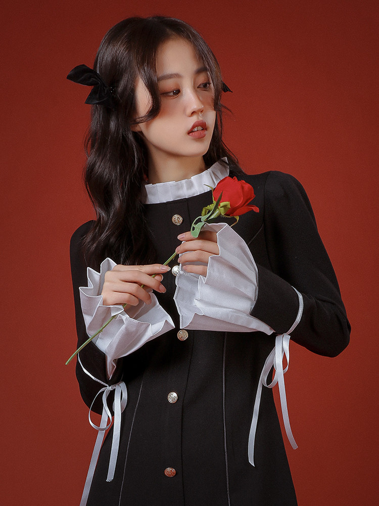 小个子复古小黑裙2021秋冬连衣裙 3idolimited连衣裙