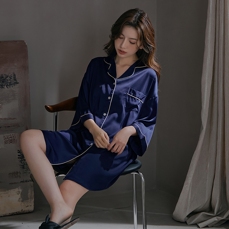 七分袖衬衫睡裙男友风衬衫宽松2024年新款性感睡衣女春夏季欲纯风