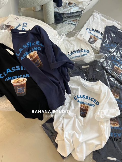 Korean chic simple style pure cotton T-shirt for women in summer white