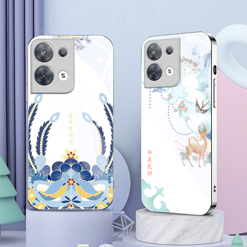 适用opporeno8手机壳新款中国风reno7pro的手机套国潮rono5k软壳硅胶reno6por+创意oppo女款高级玻璃4se定制p-图1