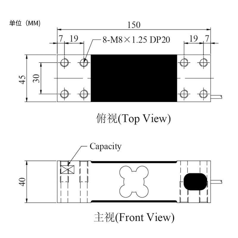 足立MAVIN称重传感器模块高精度NA4足立方孔60KG-800KG传感器