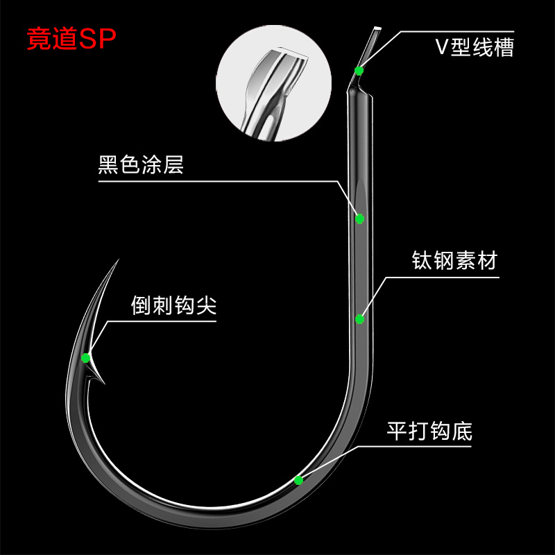 钓鱼人竟道sp鱼钩伊势尼有倒刺新关东袖无刺黑坑鱼钩鲫鱼钩散装钩 - 图1