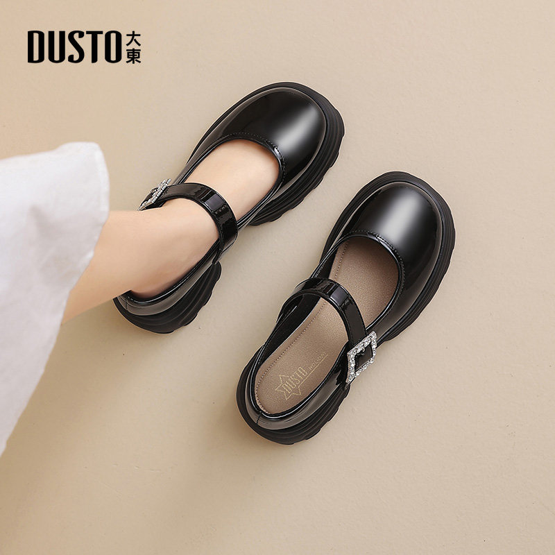 大东玛丽珍鞋女鞋2026春季新款粗跟中跟魔术贴圆头饰扣浅口C0127,淘宝优惠券,粉丝福利购,淘宝优惠卷