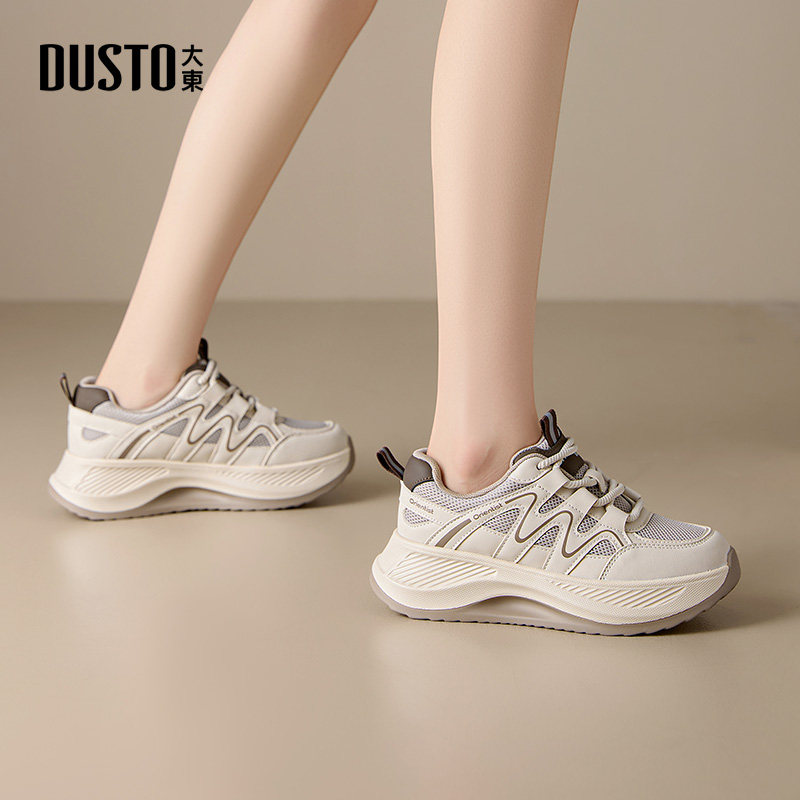 〖WP〗大东老爹鞋女鞋春季新款休闲平底高跟系带圆头拼色织带3263,淘宝优惠券,粉丝福利购,淘宝优惠卷