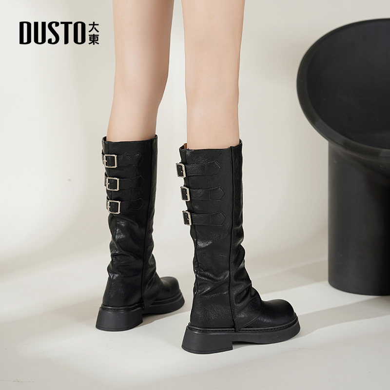 大东dd长筒靴女2025冬季新款高筒厚底复古堆堆靴时尚骑士长靴女靴,淘宝优惠券,粉丝福利购,淘宝优惠卷