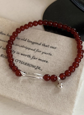 锦鲤手链通体S925纯银红玛瑙手串