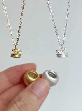 小苹果吊坠S925纯银可拧开锁骨链