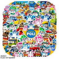 200 Zhang Perlippoli Sheriffs Sticker Children Animation Deformed Police Car Cartoon Mobile Phone Shell School Bag Toy Sticker